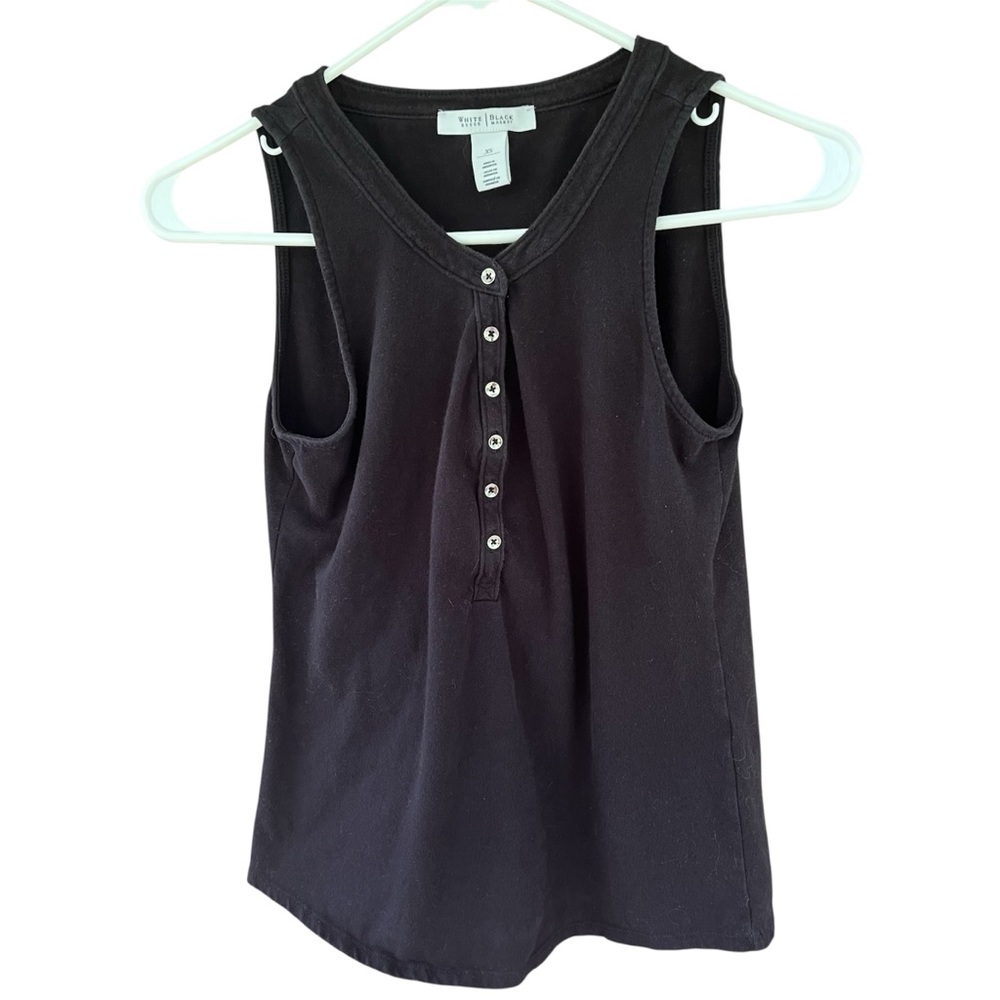 WHBM Tank Shirt Black Buttons Size XS